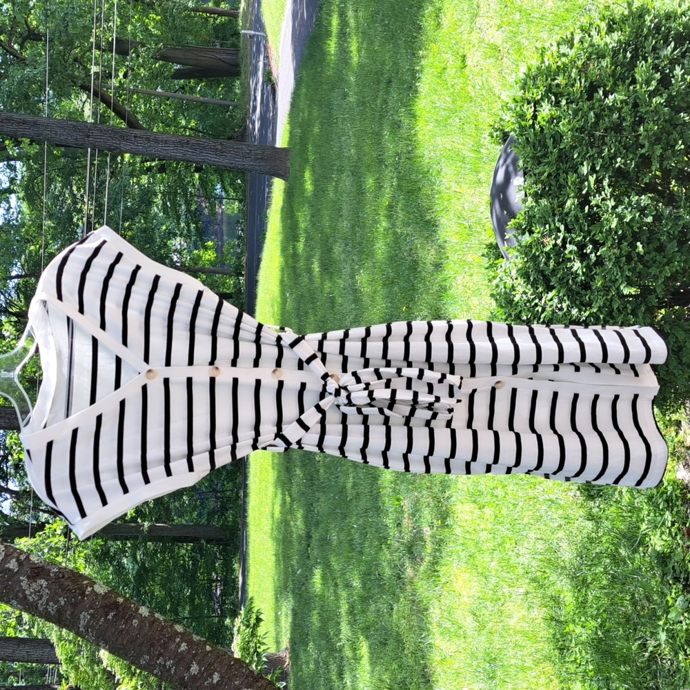 Stripes Midi Dress White/Black Size L